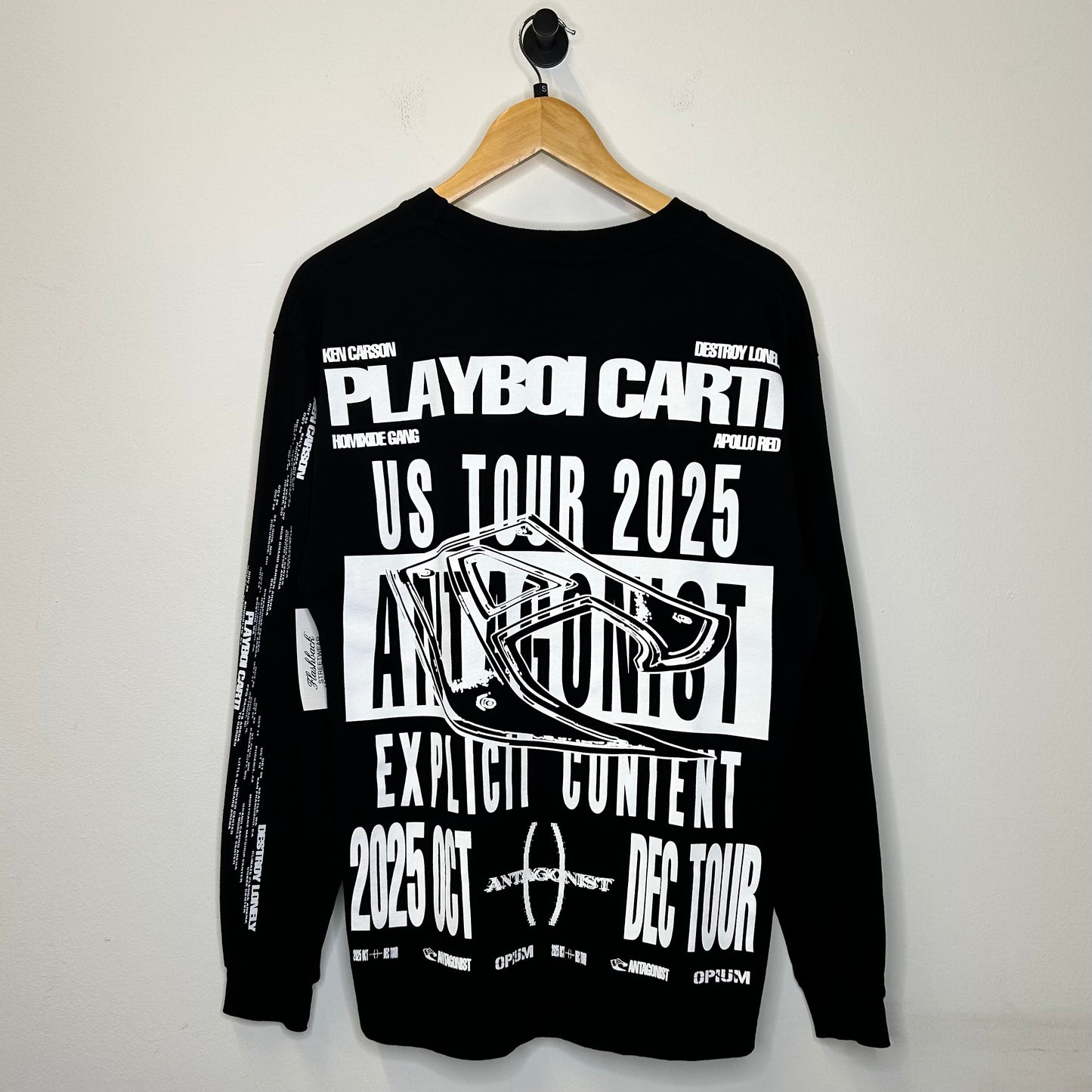 OPIUM PLAYBOY CARTI 2025 ANTAGONIST TOUR LONGSLEEVE