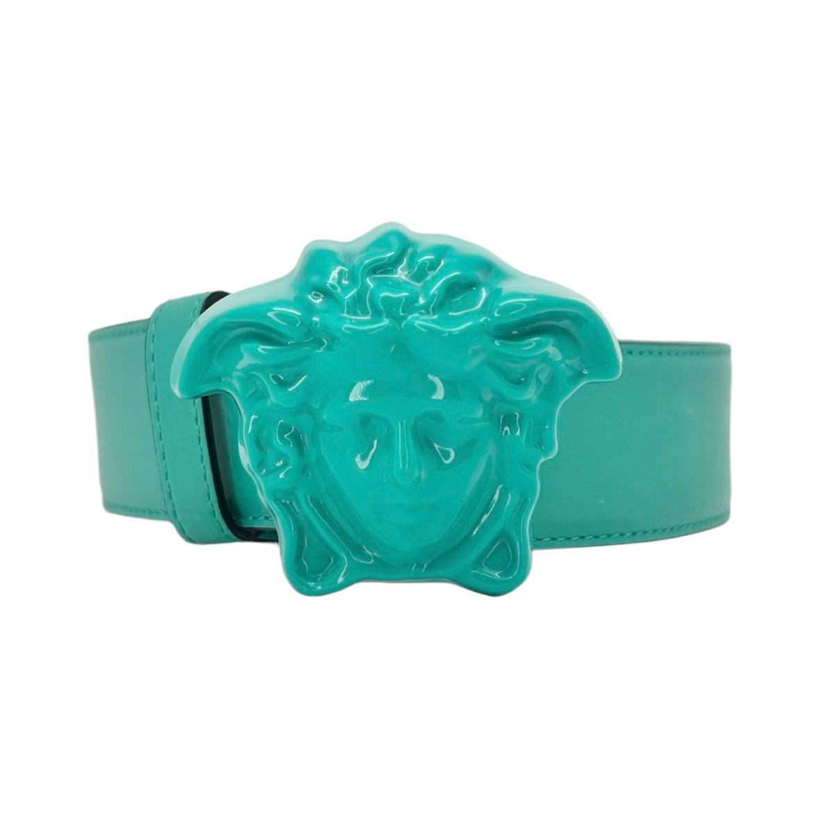 VERSACE TEAL MEDUSA BELT
