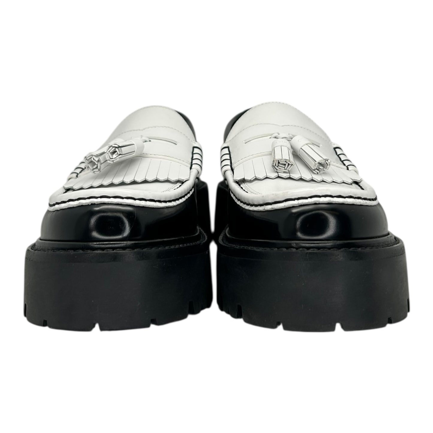 PREOWNED CELINE WHITE BLACK CHUNKY LOAFER
