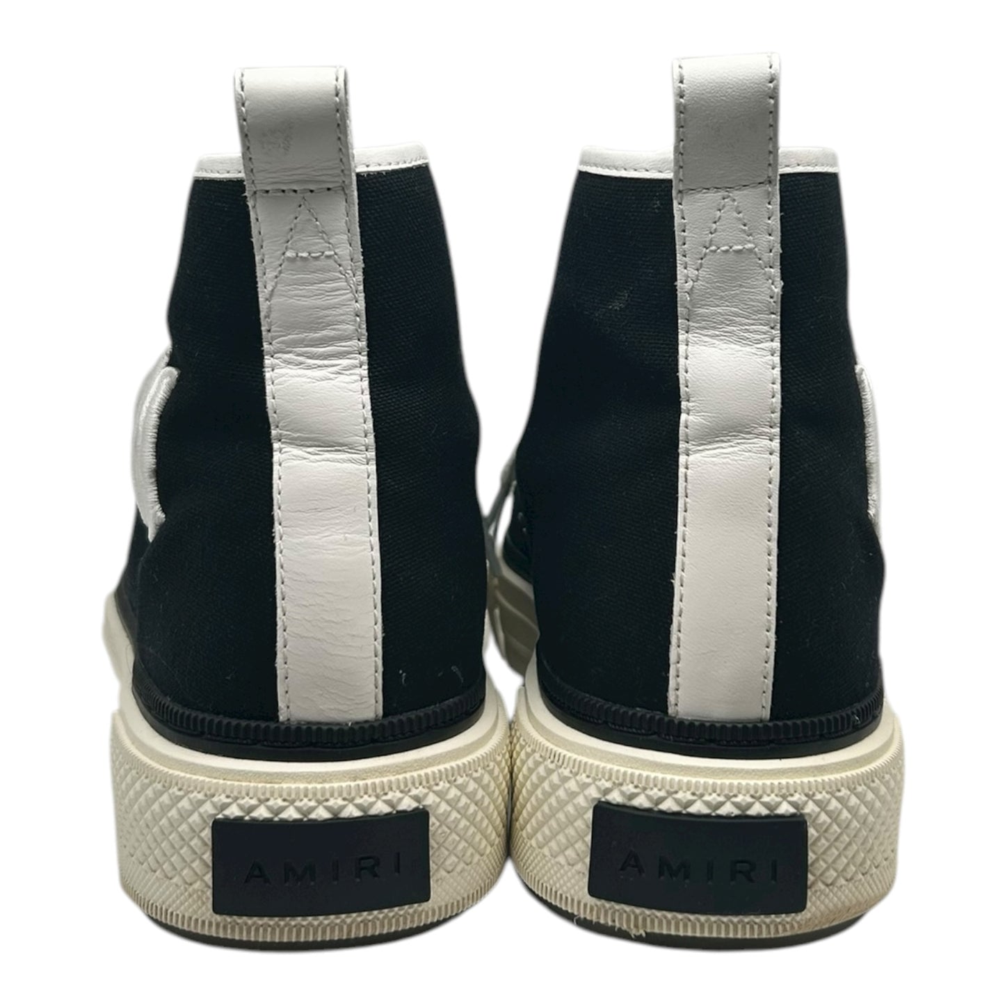 PREOWNED AMIRI COURT HIGH TOP BLACK EMBROIDERED SNEAKER