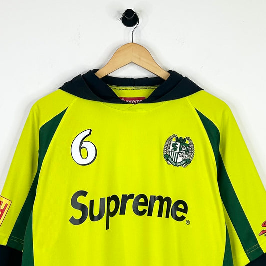SUPREME BRIGHT GREEN HOODED SOCCER JERSEY