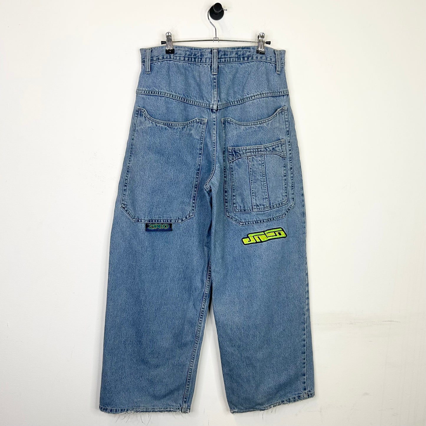 JNCO GREEN TEXT WIDE LEG JEANS