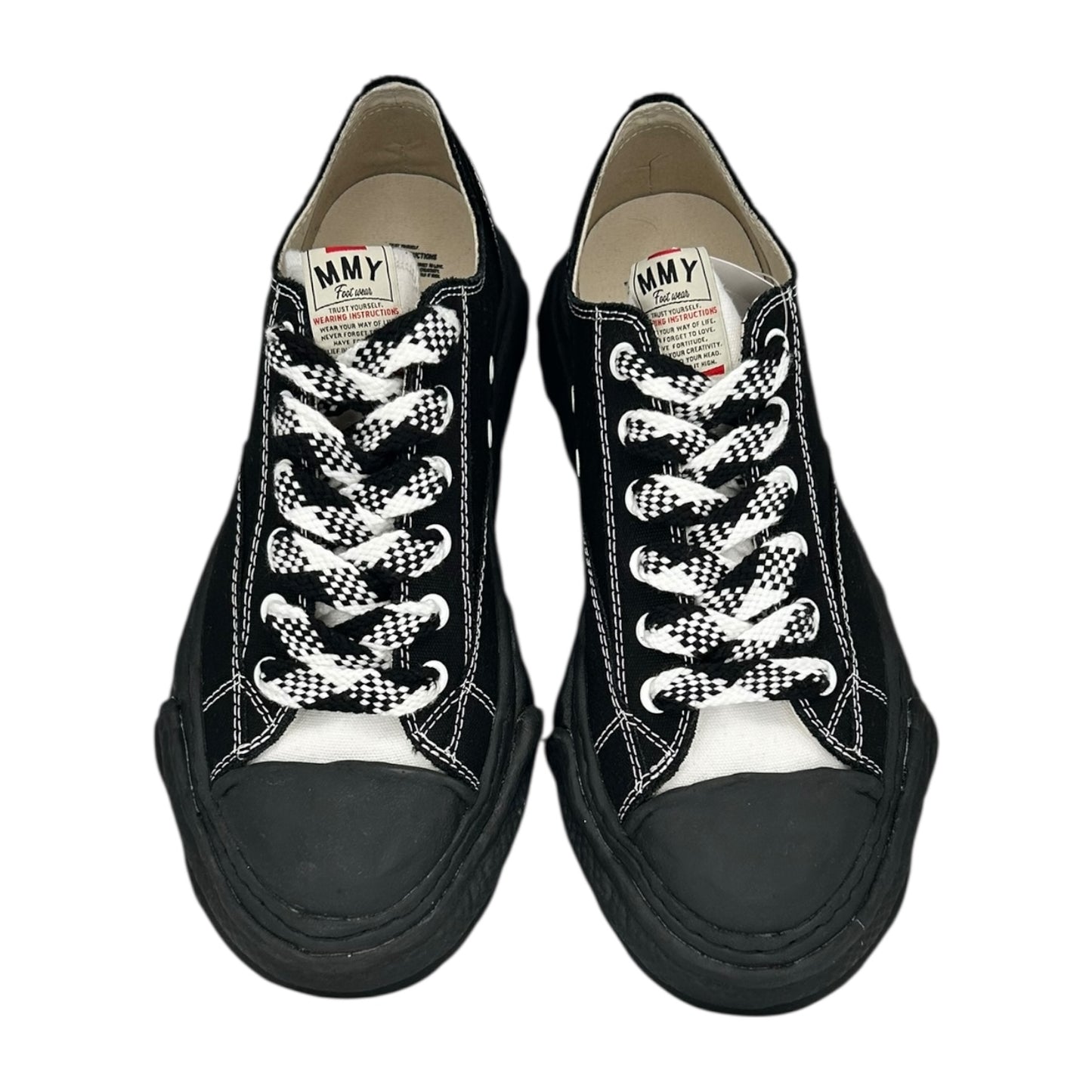 PREOWNED MAISON MIHARA 23 OG SOLE BLACK WHITE CHECKERED LACES