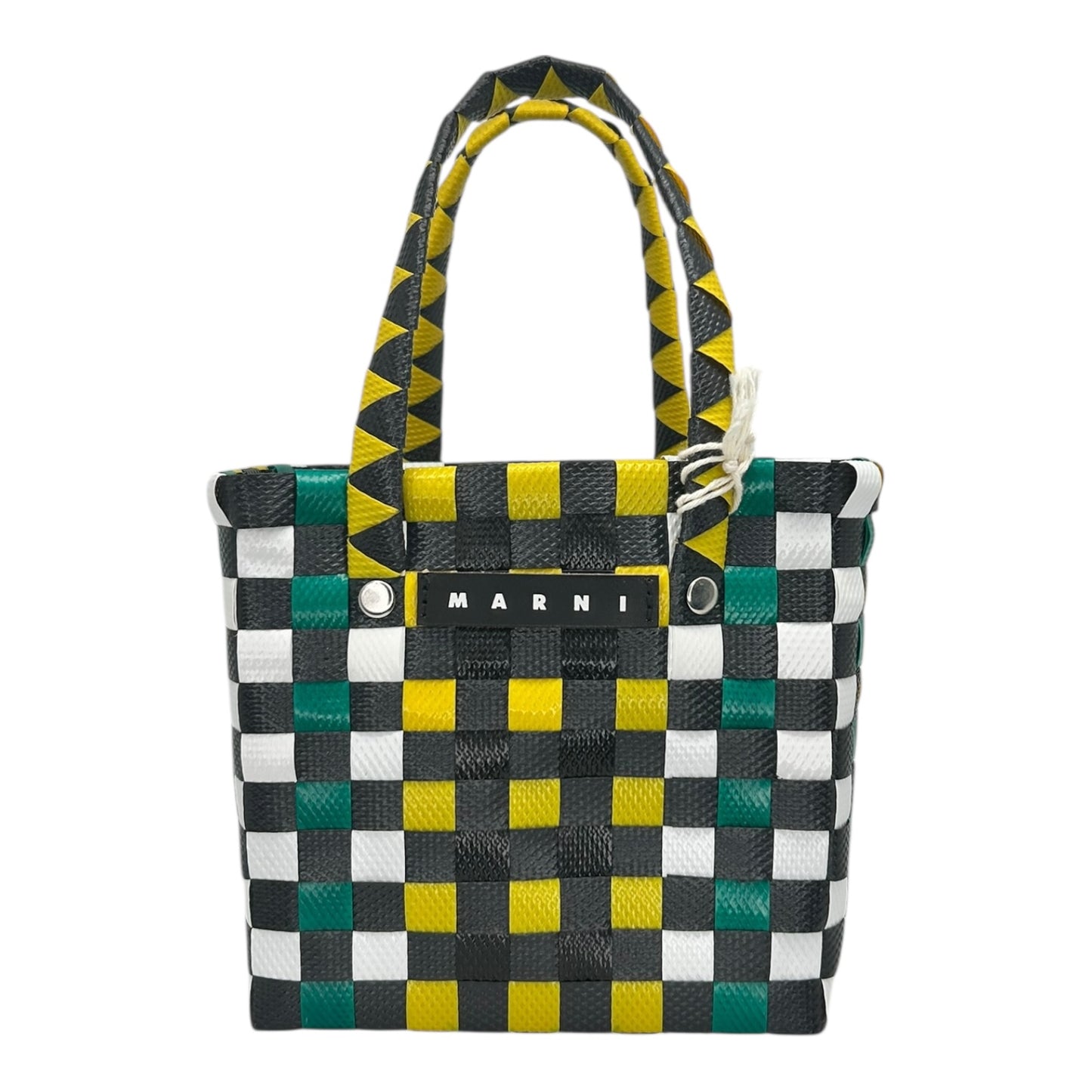 MARNI GREEN YELLOW WOVEN BASKET BAG