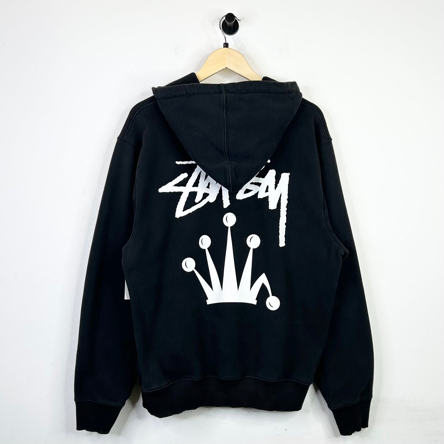 STUSSY BLACK REGAL CROWN HOODIE