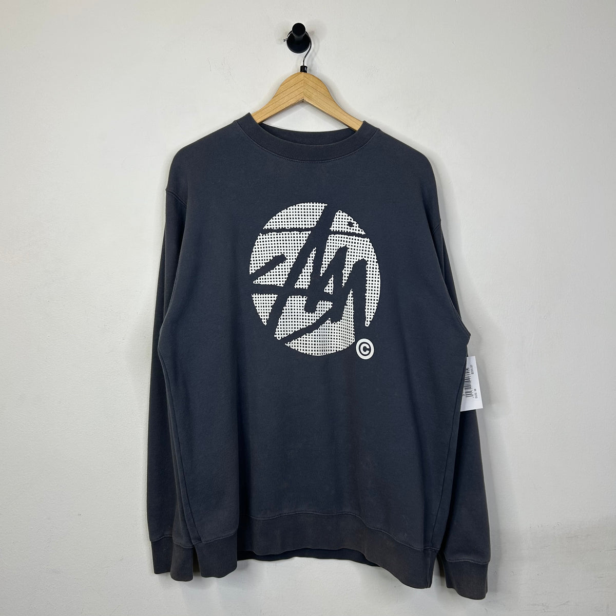 STUSSY STY LOGO CHARCOAL CREWNECK
