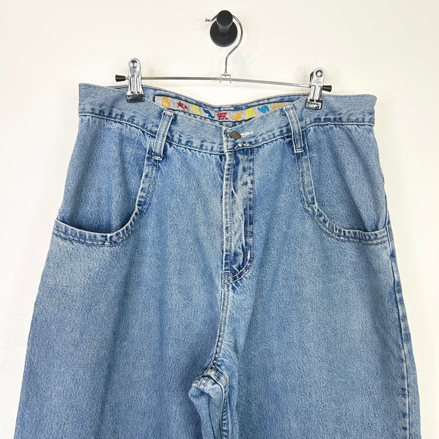 JNCO GREEN TEXT WIDE LEG JEANS