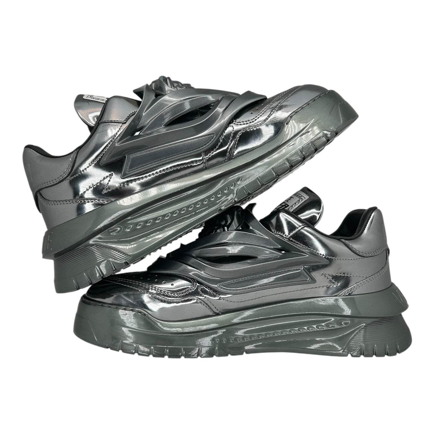 PREOWNED VERSACE ODISSEA GUNMETAL SNEAKER