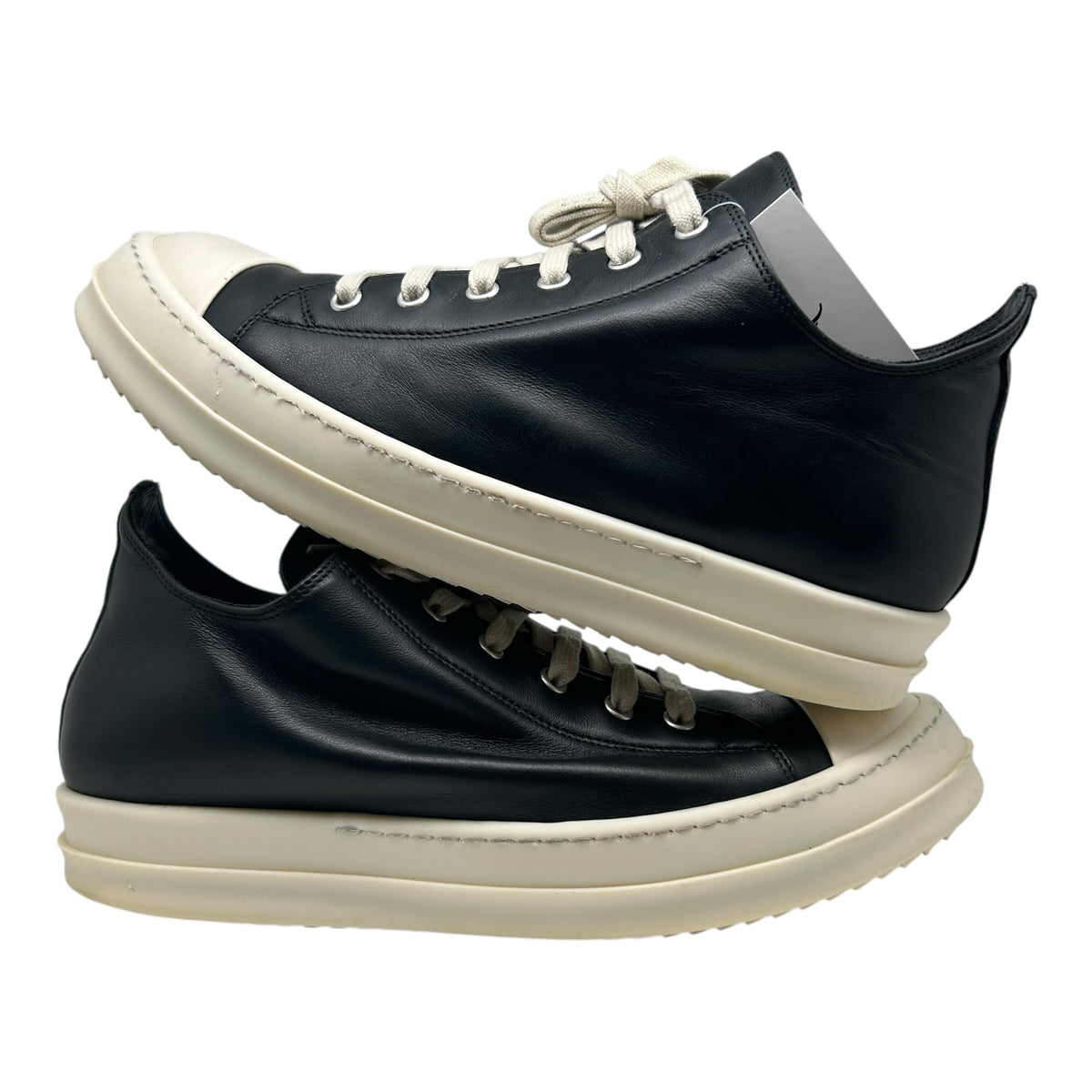 PREOWNED RICK OWENS RAMONE LOW BLACK MILK SZ 41