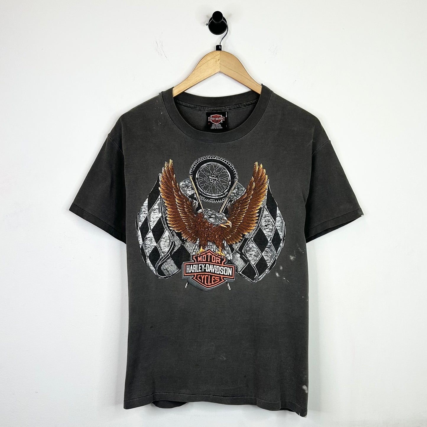 HARLEY DAVIDSON EAGLE CHECKERED FLAG FADED TEE