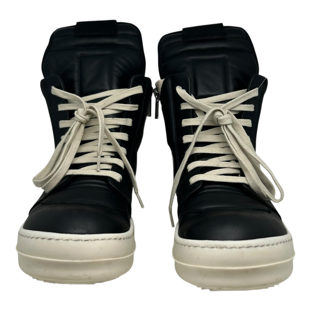 PREOWNED RICK OWENS GEOBASKET BLACK MILK