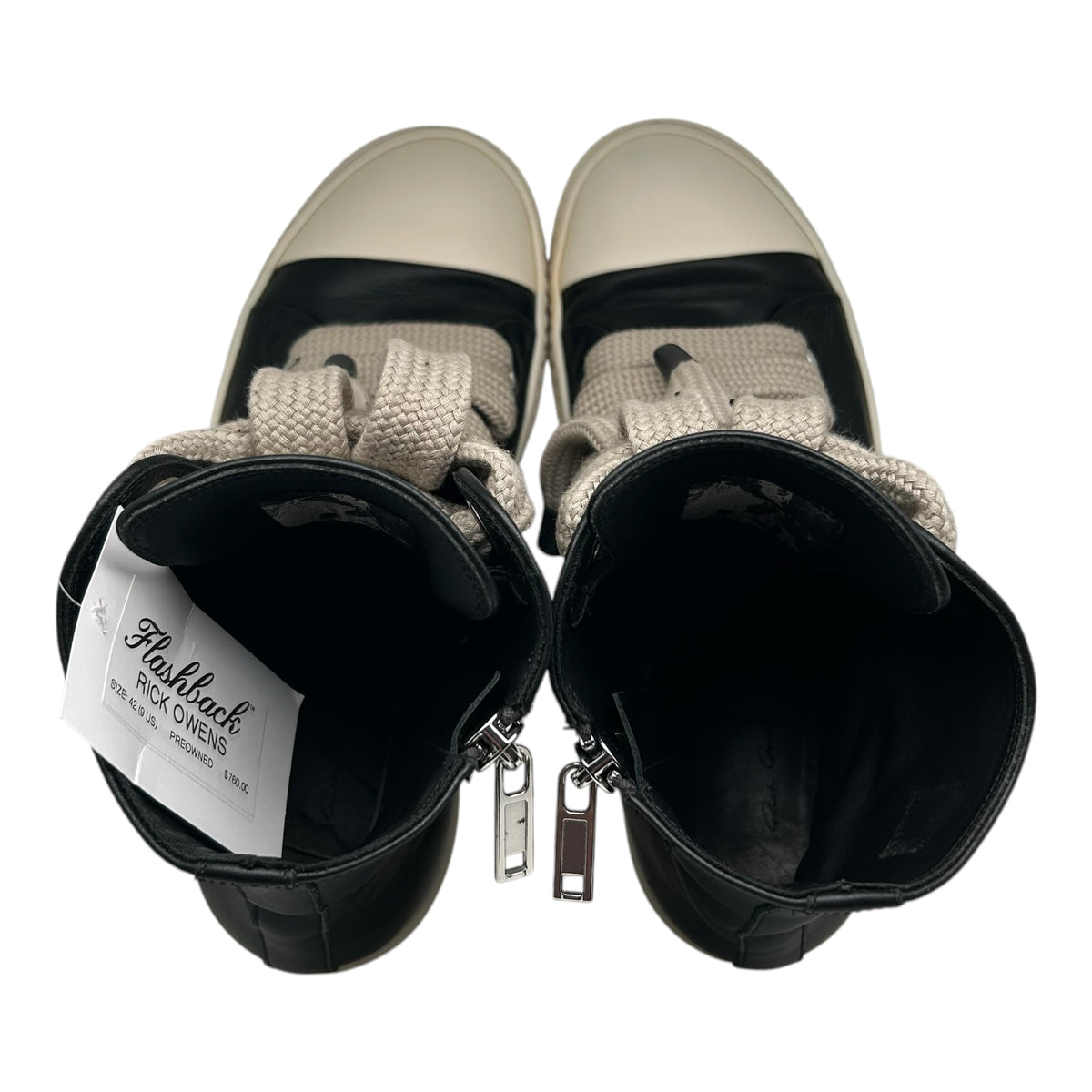 PREOWNED RICK OWENS JUMBOLACE SNEAKERS BLACK MILK