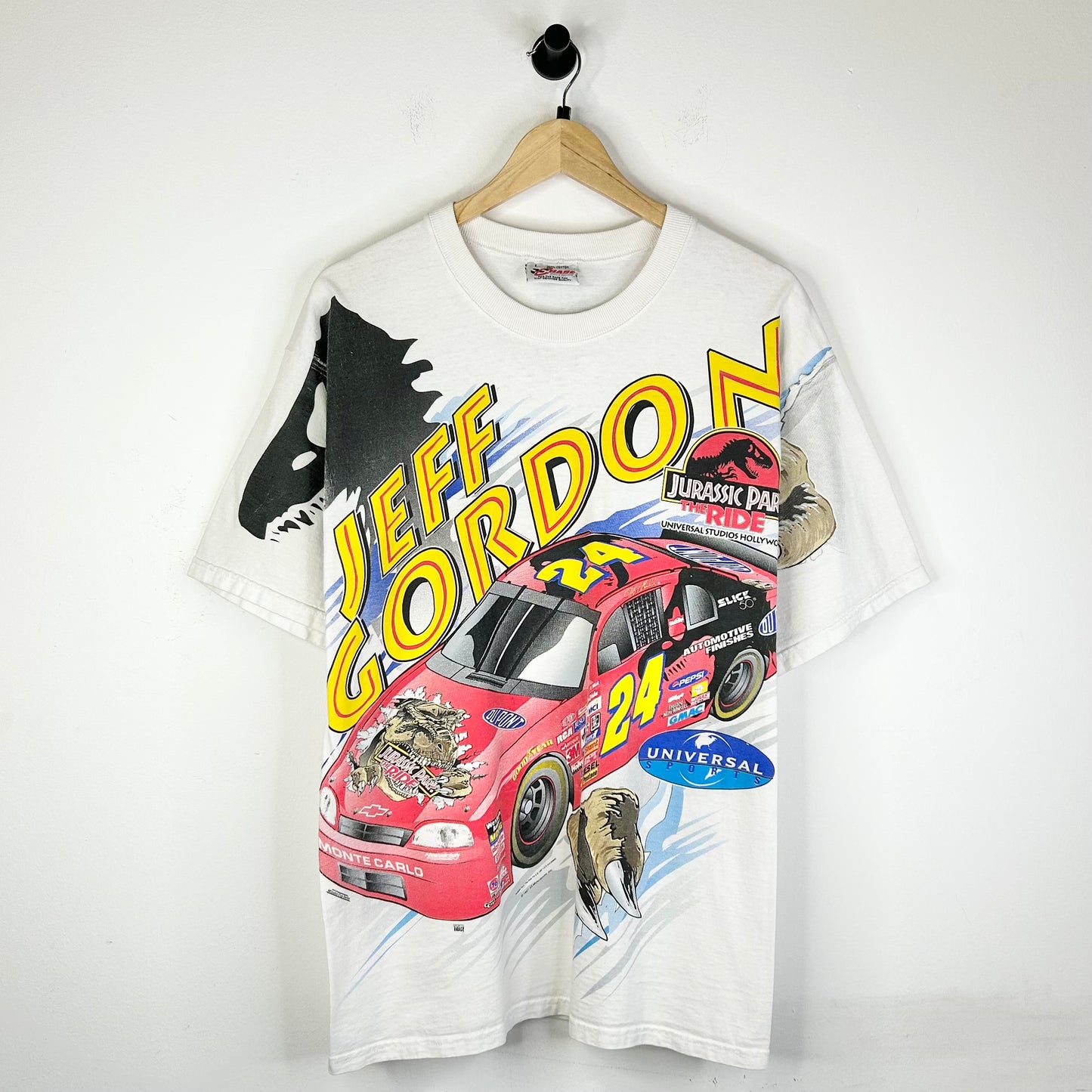 1997 JEFF GORDON JURASSIC PARK WHITE RACING TEE