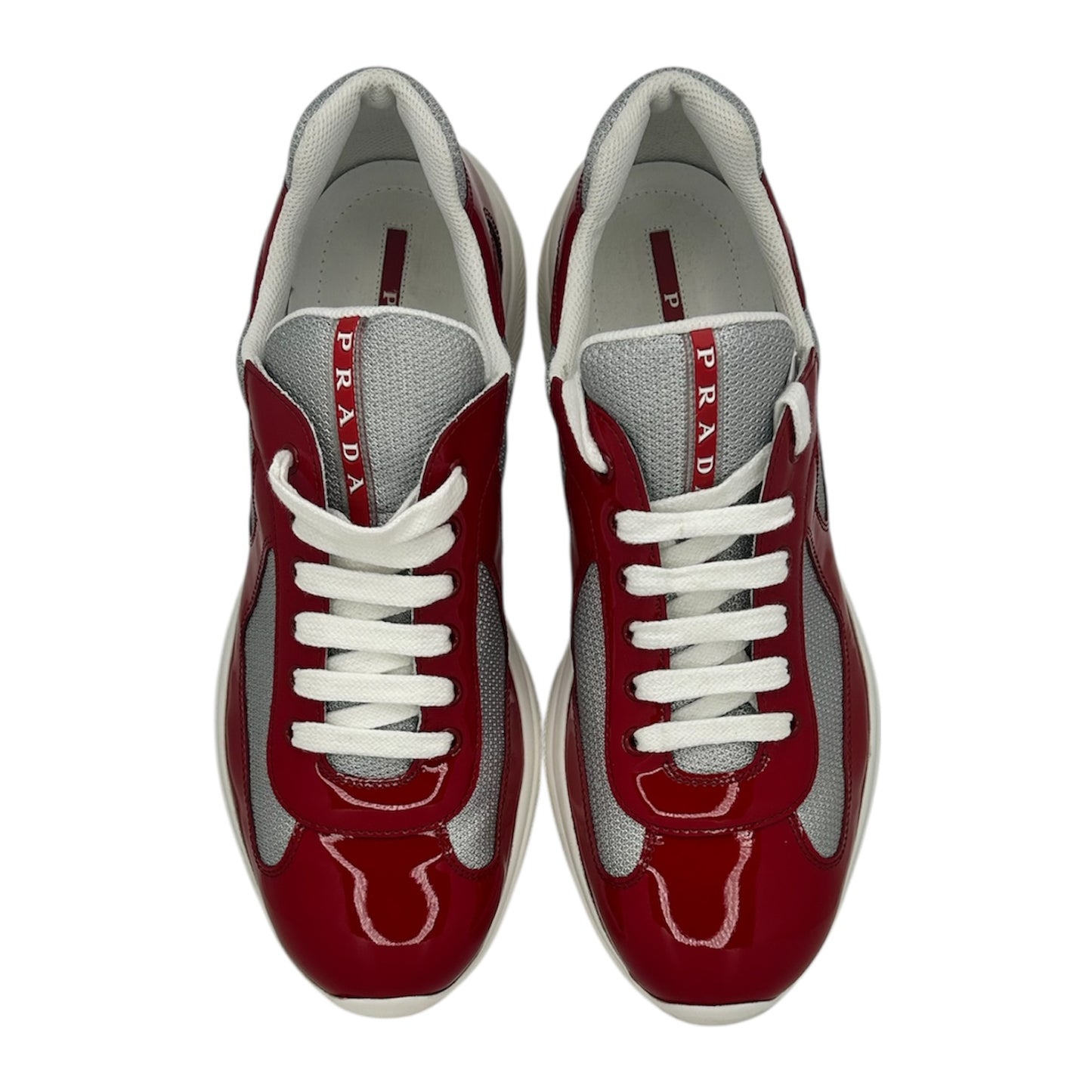 PREOWNED PRADA AMERICAN CUP RED GREY