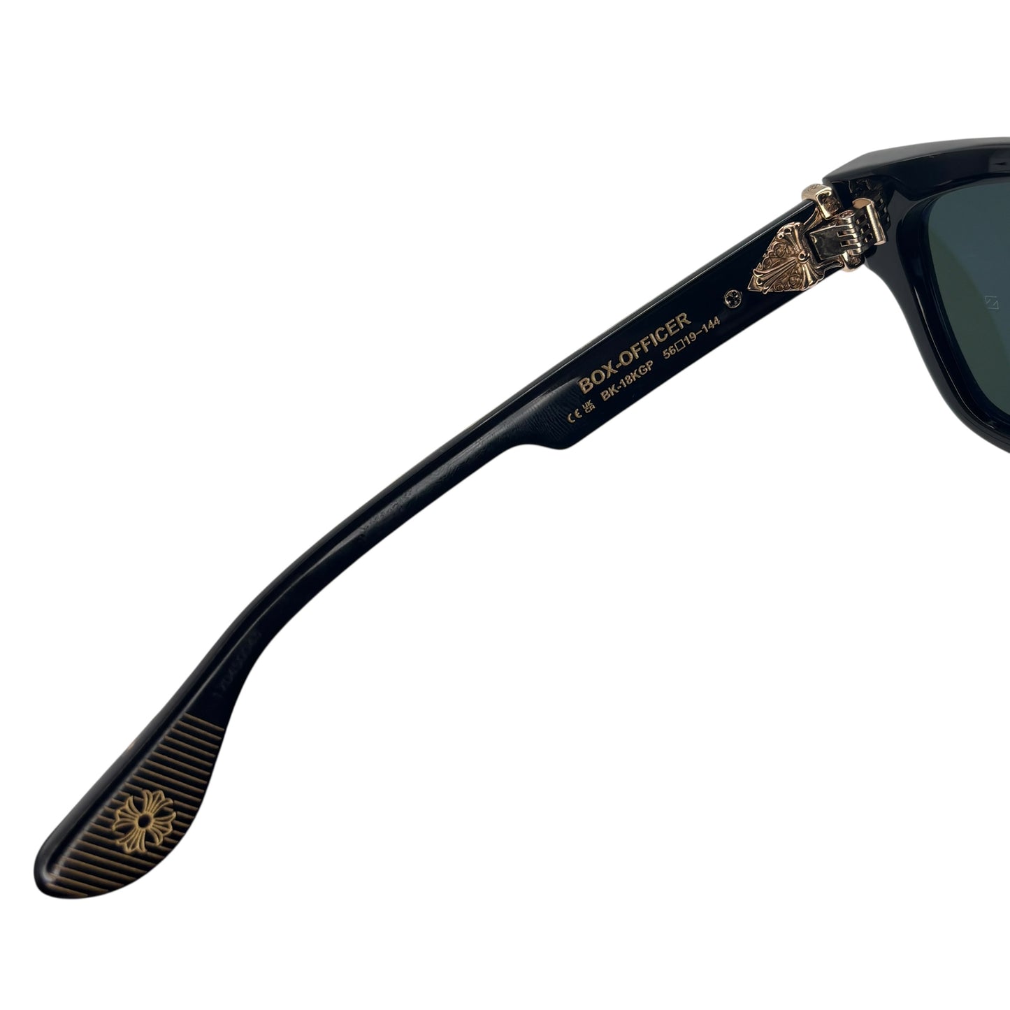 CHROME HEARTS BOX OFFICER BLACK GOLD GLASSES