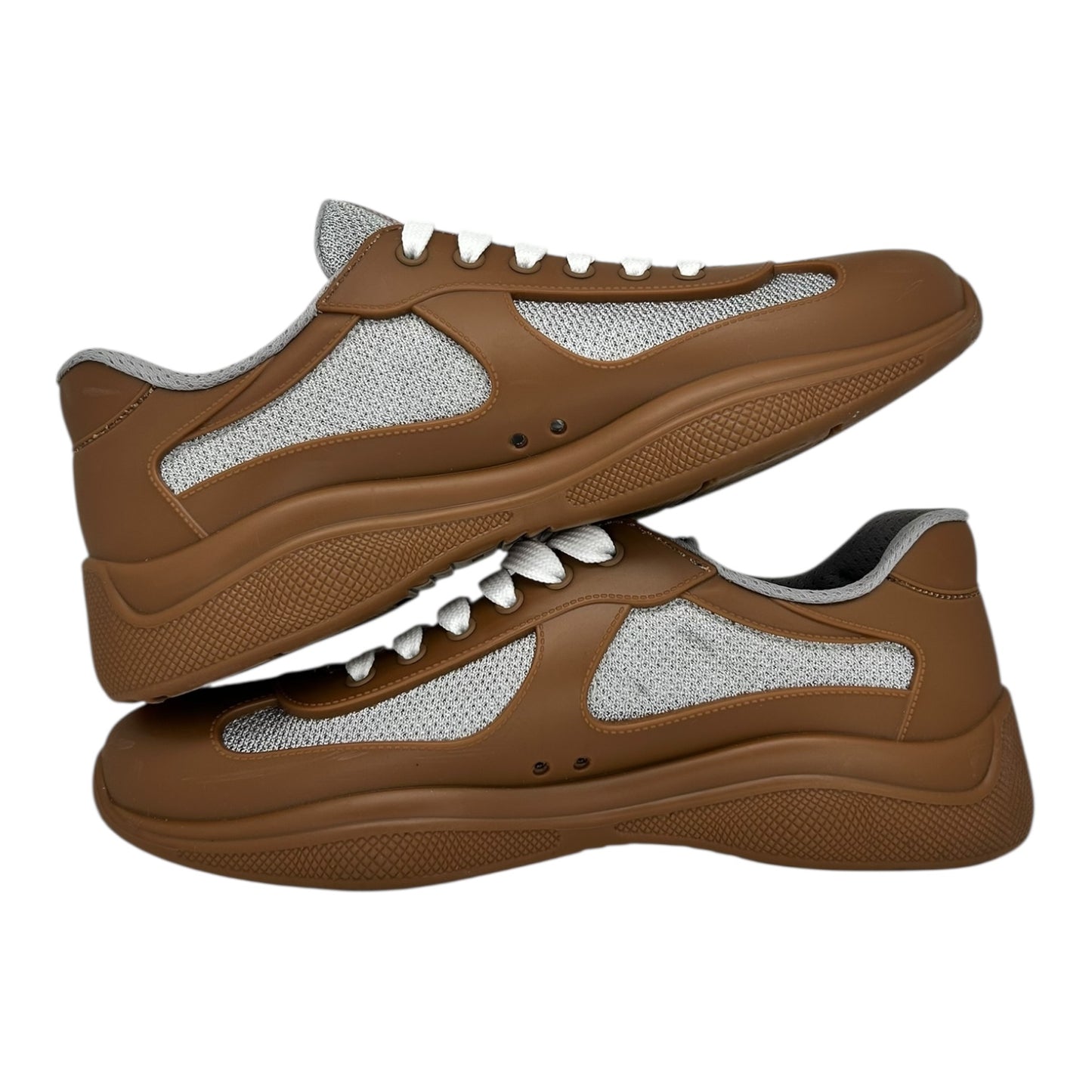 PREOWNED PRADA AMERICAN CUP BROWN RUBBER