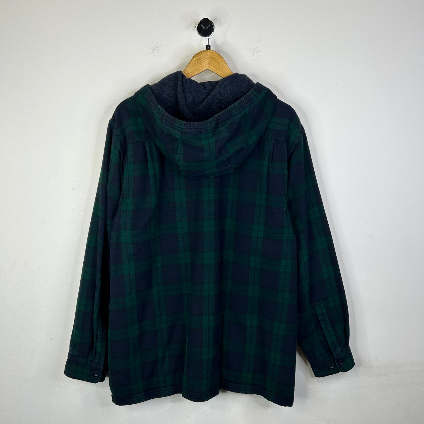 LL BEAN GREEN FLANNEL BUTTON UP