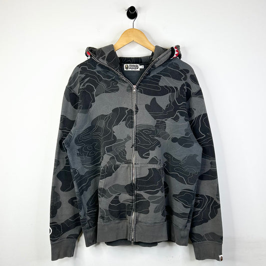 BAPE BLACK CAMO SHARK FULL ZIP UP