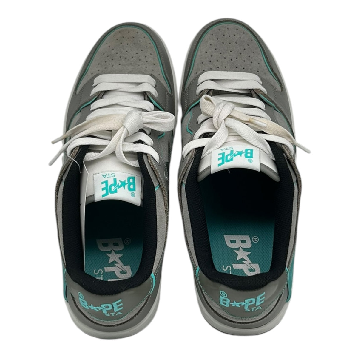PREOWNED BAPE SK8 STA GREY TURQOISE