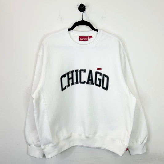 SUPREME CHICAGO SMALL BOX LOGO WHITE CREWNECK