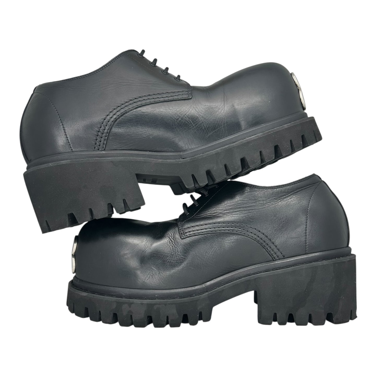 PREOWNED BALENCIAGA STOMPER DERBY BLACK