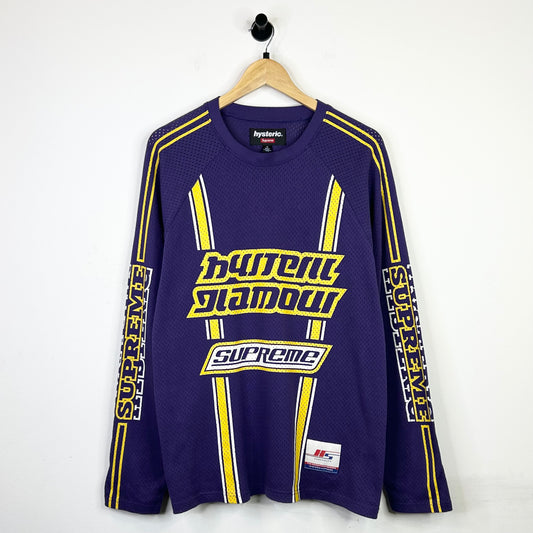 SUPREME HYSTERIC GLAMOUR PURPLE YELLOW LONG SLEEVE MESH JERSEY