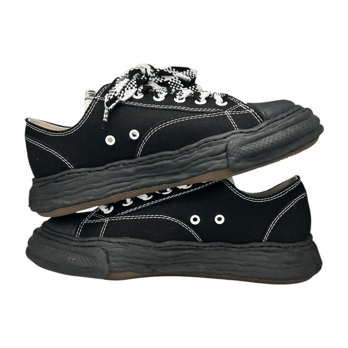 PREOWNED MAISON MIHARA 23 OG SOLE BLACK WHITE CHECKERED LACES