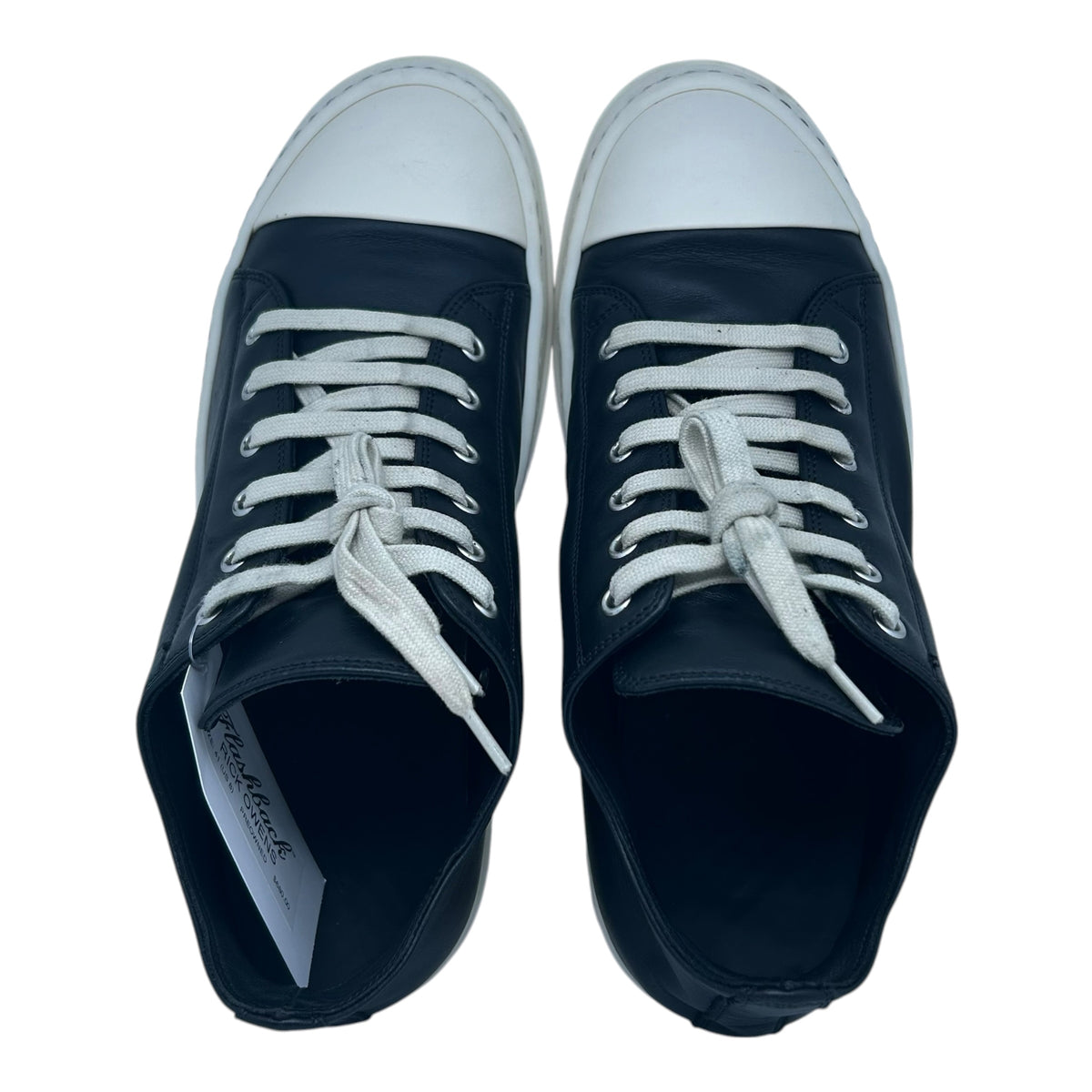 PREOWNED RICK OWENS RAMONE LOW BLACK MILK SZ 41