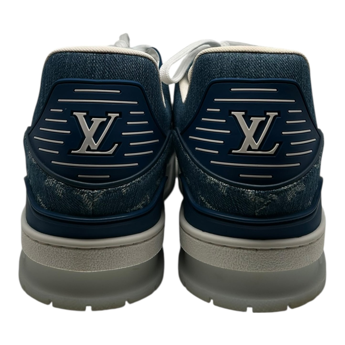 PREOWNED LOUIS VUITTON TRAINER BLUE MONOGRAM DENIM