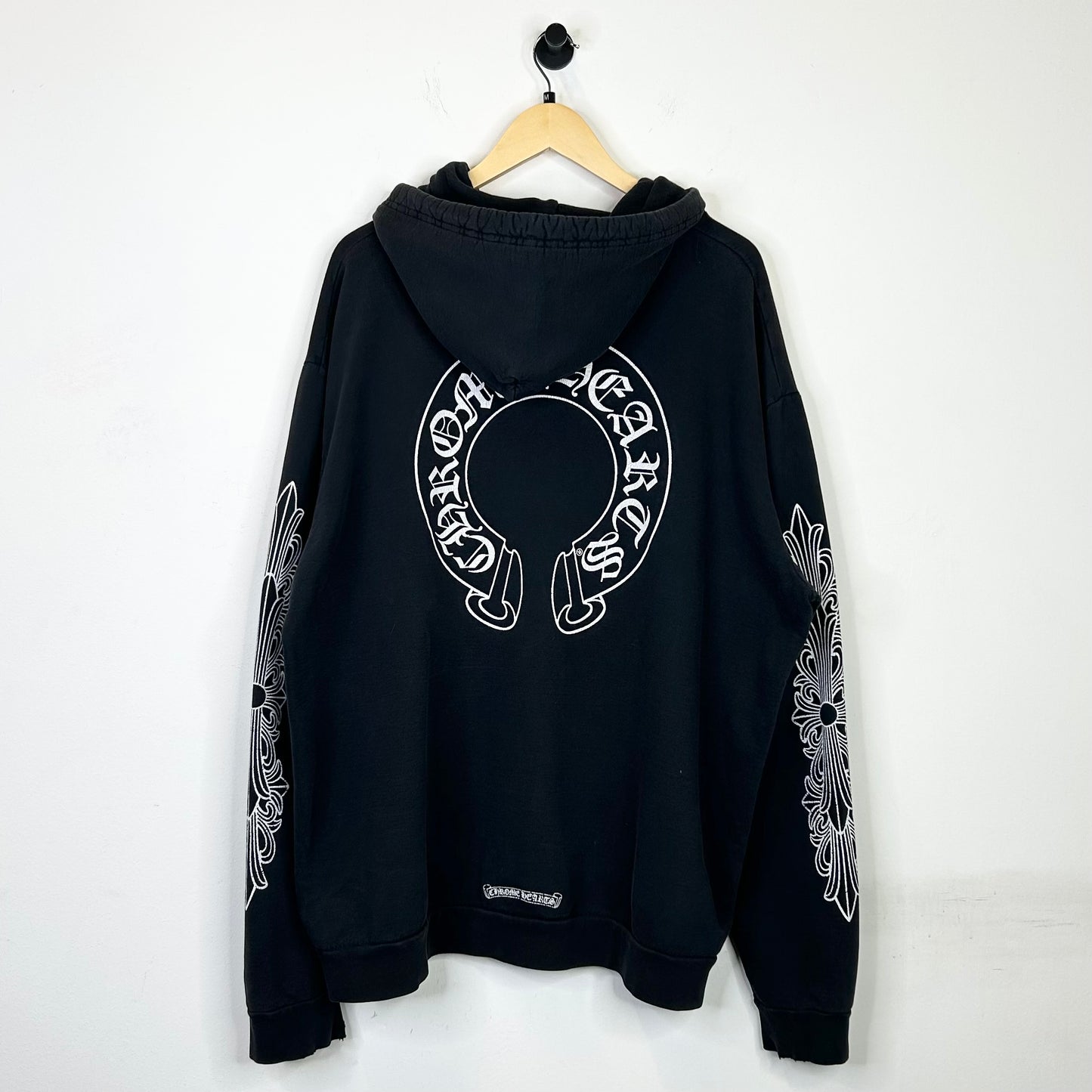 CHROME HEARTS HORSESHOE FLORAL CROSS SLEEVE HOODIE