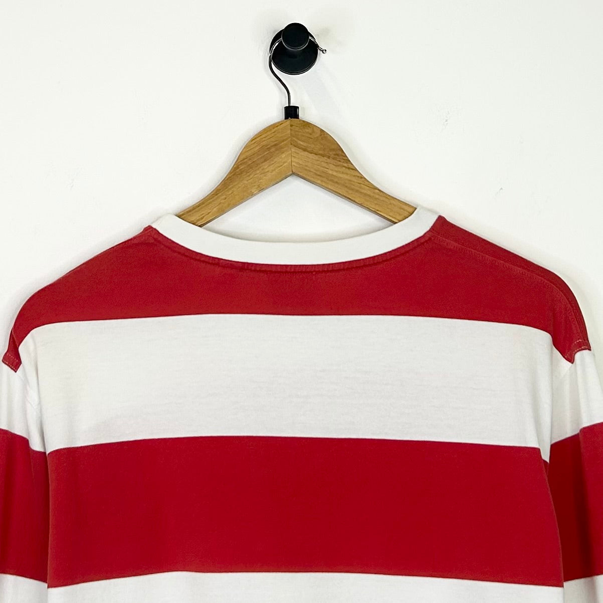 BURBERRY RED WHITE STRIPED SPELLOUT LONGSLEEVE