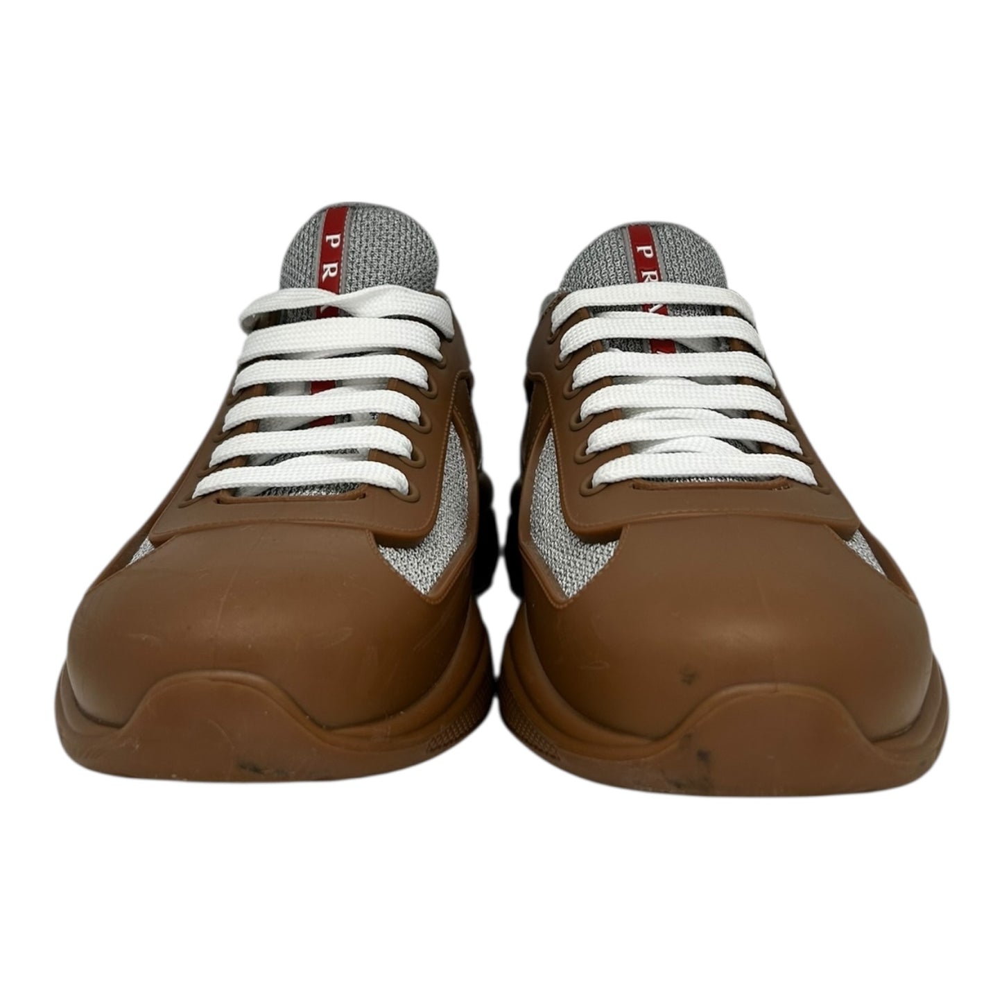 PREOWNED PRADA AMERICAN CUP BROWN RUBBER