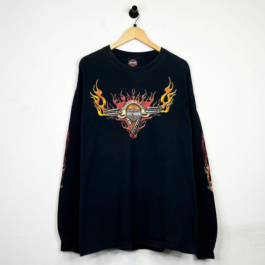 HARLEY DAVIDSON RED AND ORANGE FLAME LONG SLEEVE