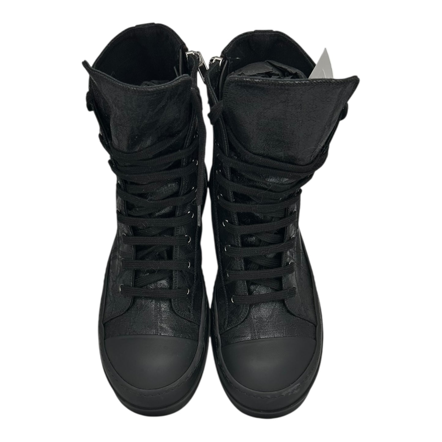 PREOWNED RICK OWENS DRKSHDW HIGH TOP BLACK HOLLYWOOD MEGACRUST DENIM