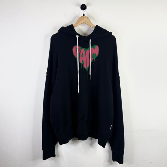 PALM ANGELS SPRAY HEART LOGO PULLOVER HOODIE