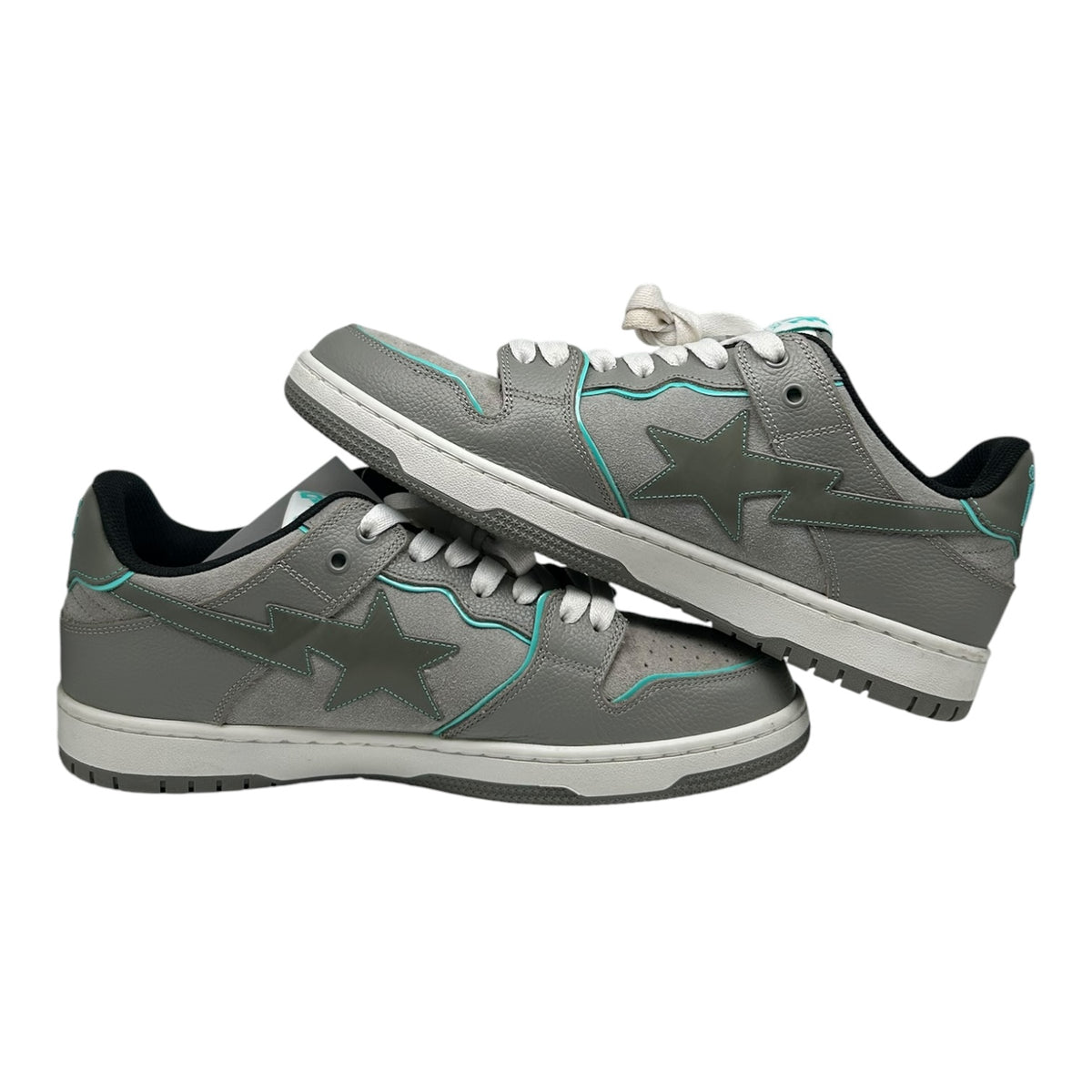 PREOWNED BAPE SK8 STA GREY TURQOISE