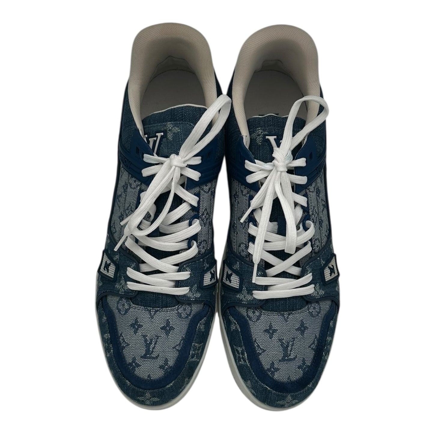 PREOWNED LOUIS VUITTON TRAINER BLUE MONOGRAM DENIM