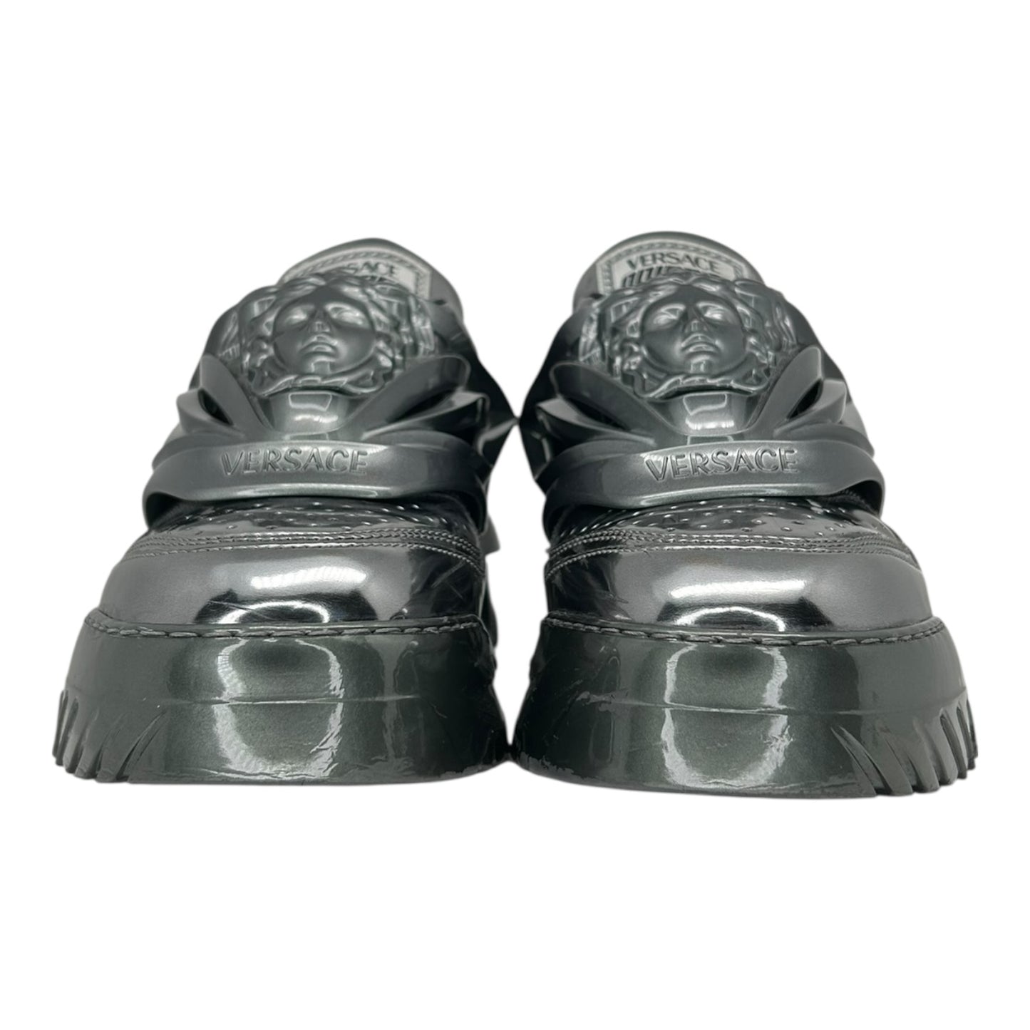 PREOWNED VERSACE ODISSEA GUNMETAL SNEAKER