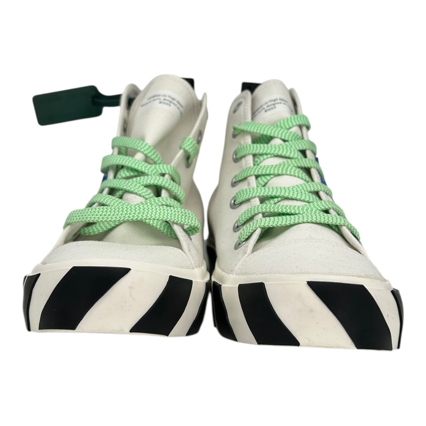 PREOWNED OFF WHITE VULC MID WHITE NAVY