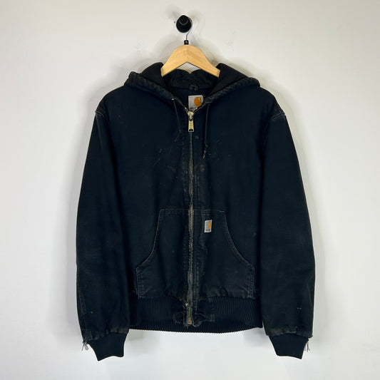 CARHARTT BLACK DISTRESSED HOODED JACKET