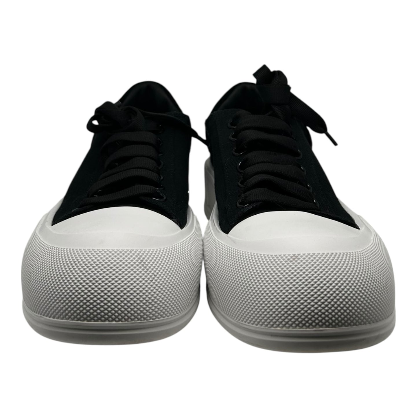 PREOWNED ALEXANDER MCQUEEN DECK PLIMSOLL BLACK AND WHITE