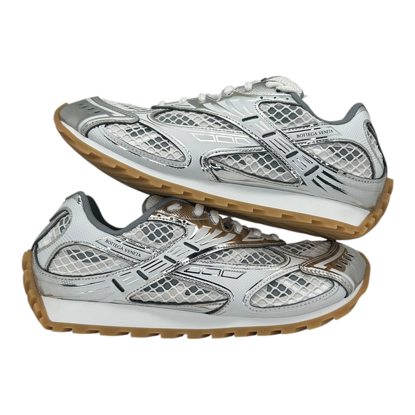 PREOWNED BOTTEGA VENETA ORBIT SIVER/GREY/WHITE GUM BOTTOM