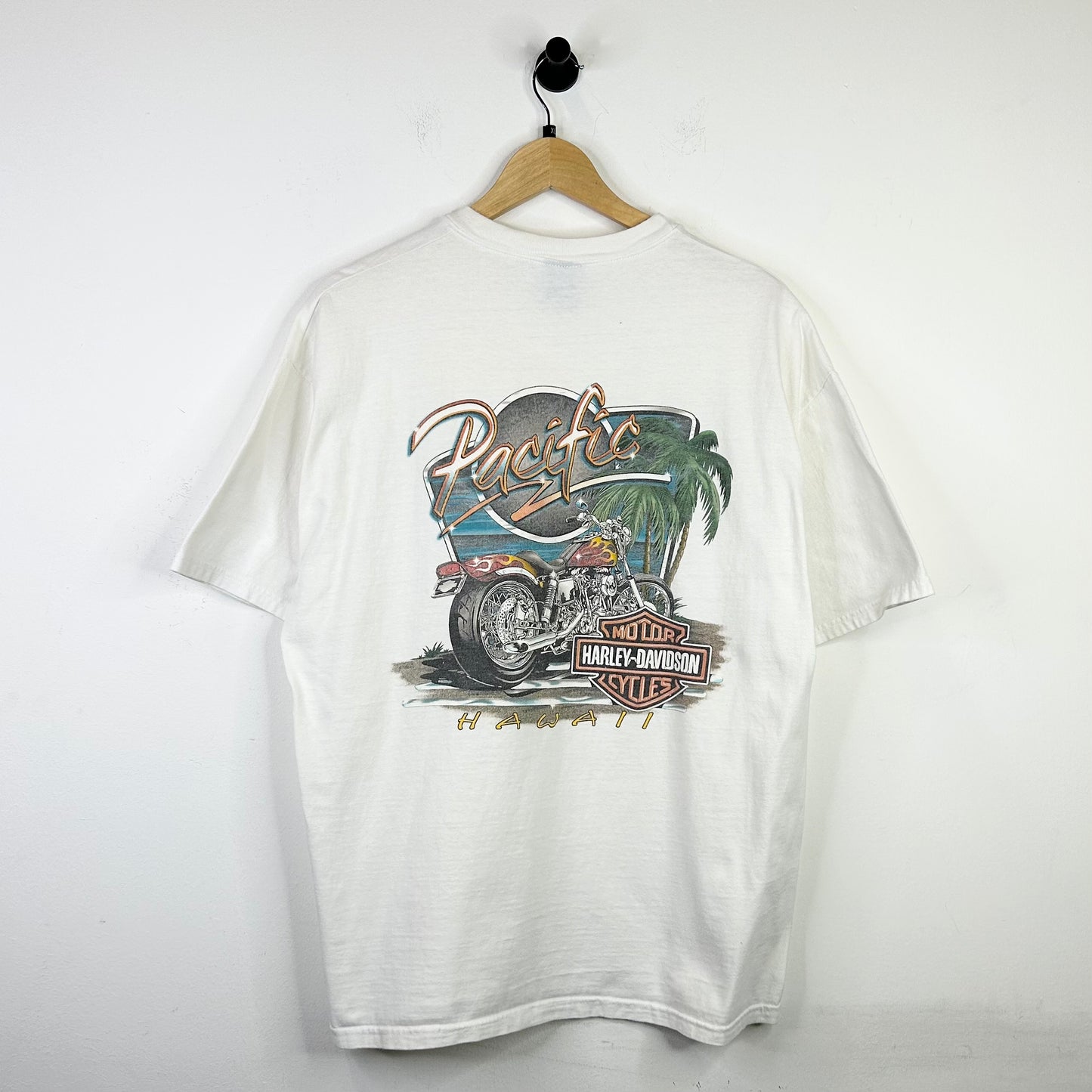 HARLEY DAVIDSON HAWAII BLUE FLAME WHITE TEE