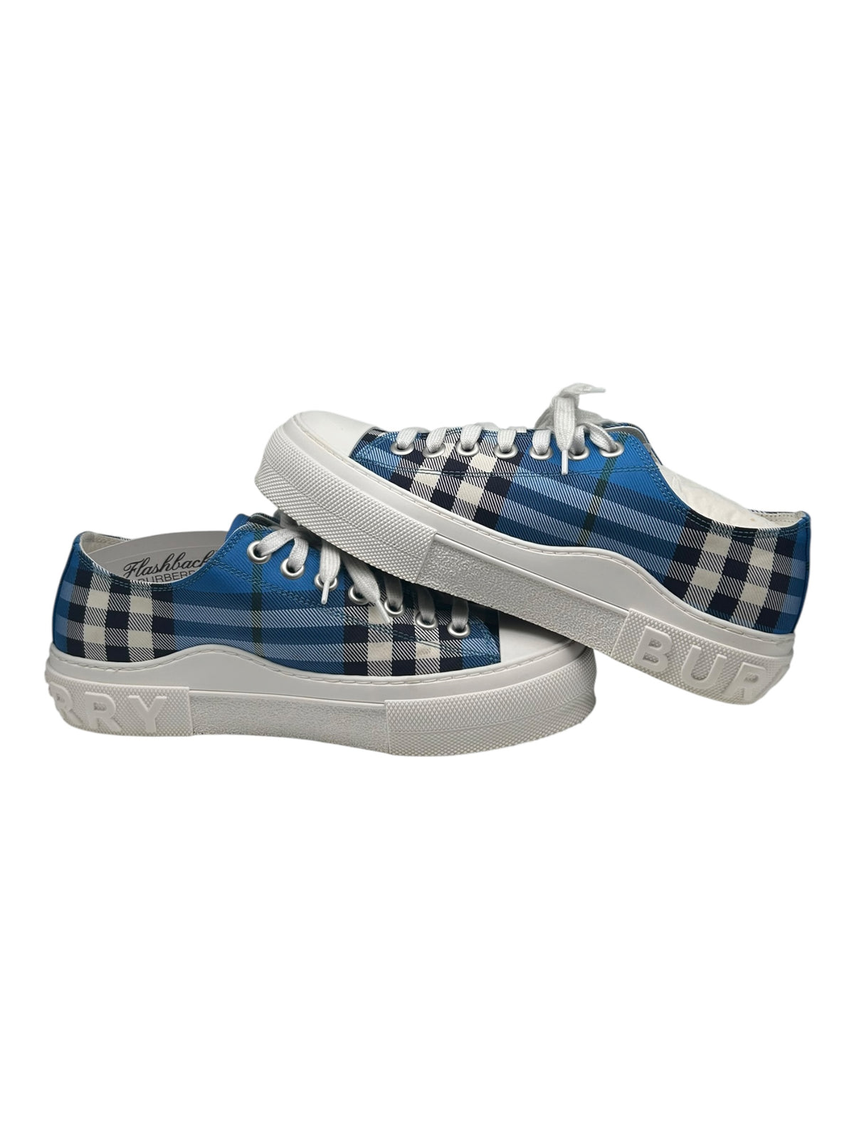 PREOWNED BURBERRY TRAINING JACK BLUE CHECK SNEAKER