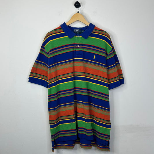 POLO RALPH LAUREN BLUE GREEN ORANGE STRIPE TEE