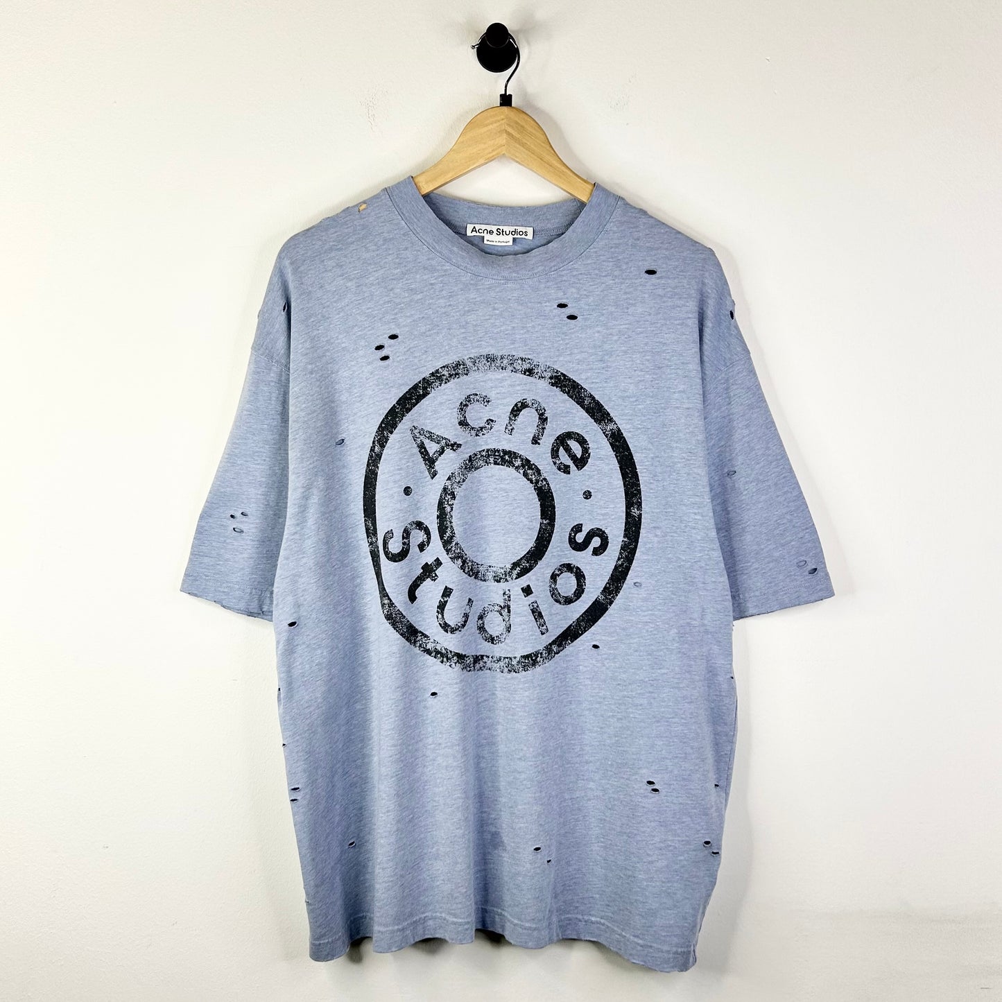ACNE STUDIOS EXFORD DISTRESSED BLUE TEE