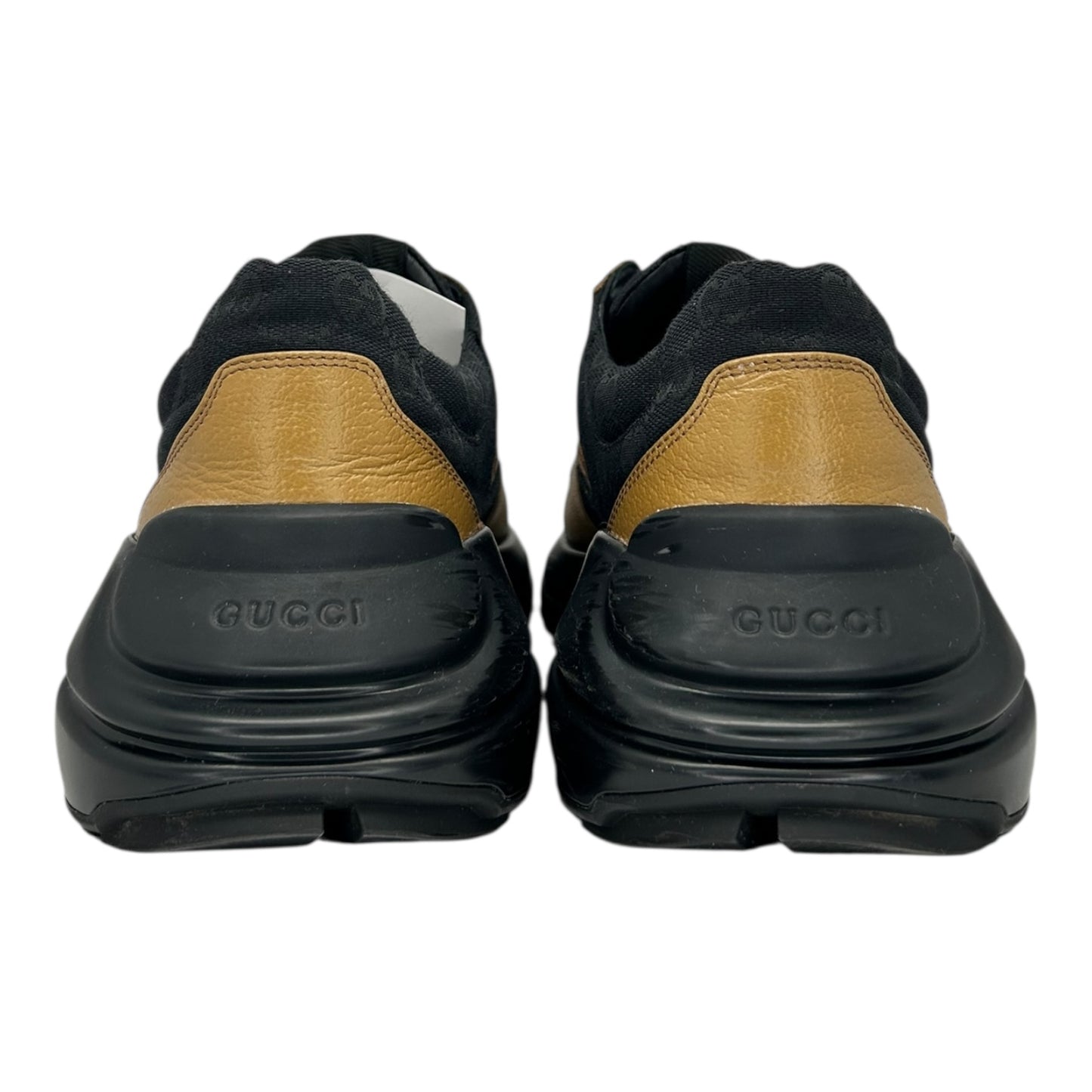 PREOWNED GUCCI RHYTON BLACK KHAKI LEATHER