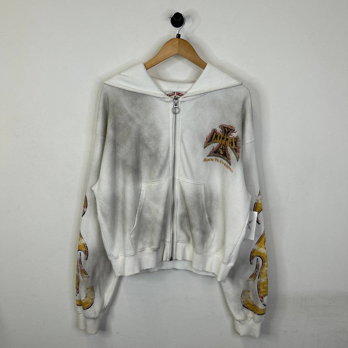 VALE FOREVER REBORN WAFFLE KNIT ZIP UP WHITE