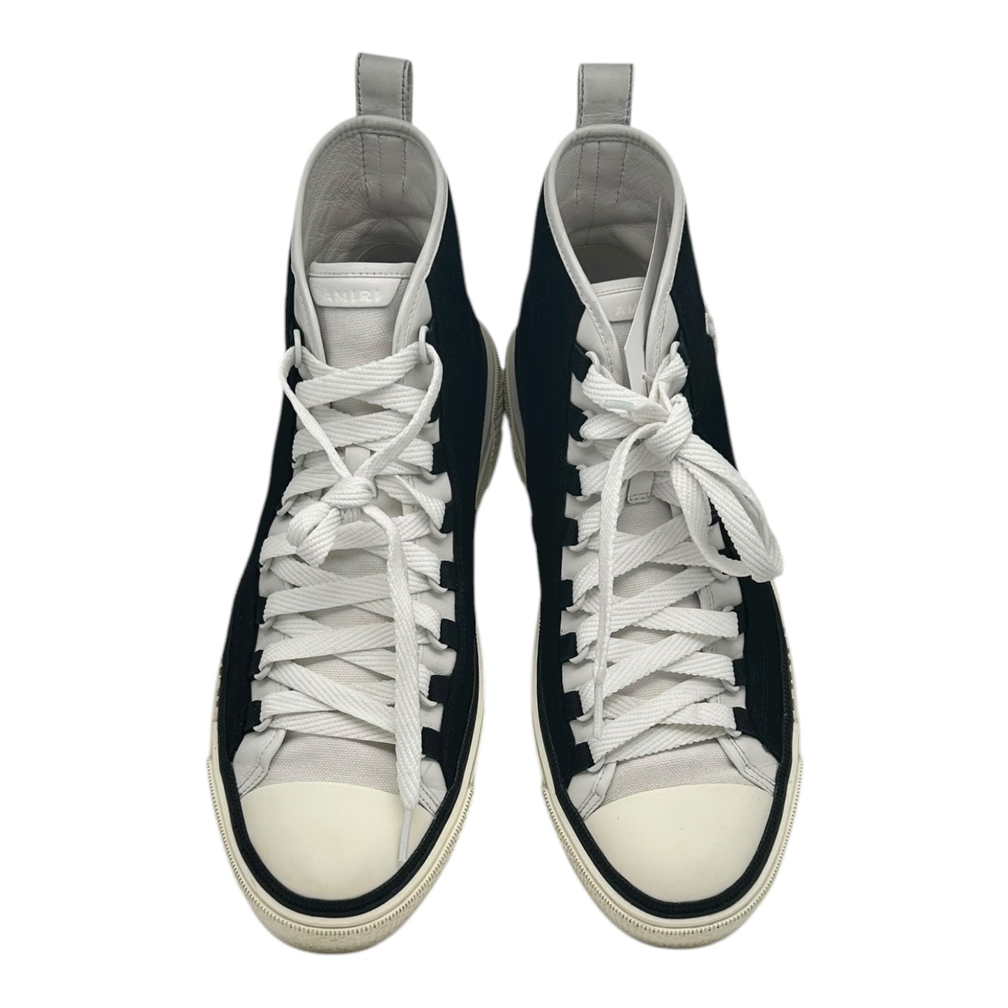 PREOWNED AMIRI COURT HIGH TOP BLACK EMBROIDERED SNEAKER