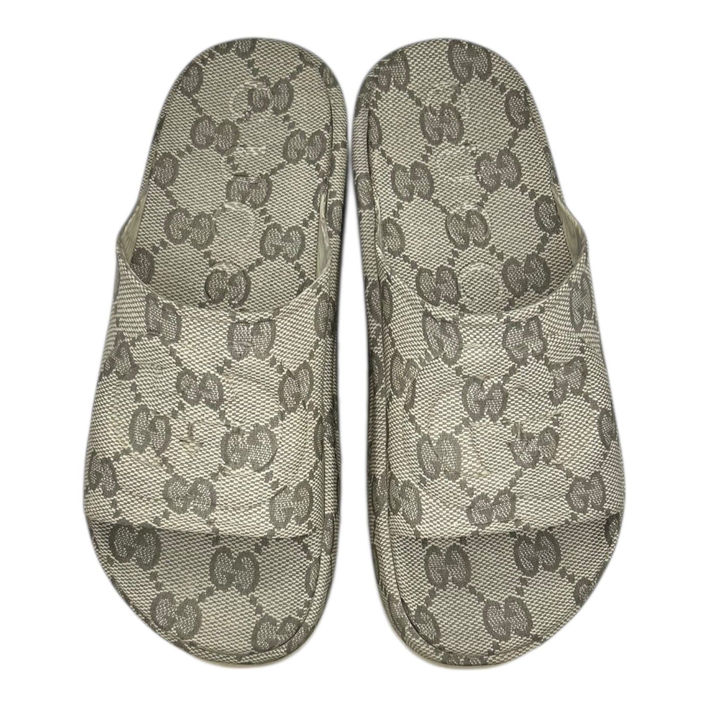 PREOWNED GUCCI INTERLOCKING G BEIGE EBONY SLIDE